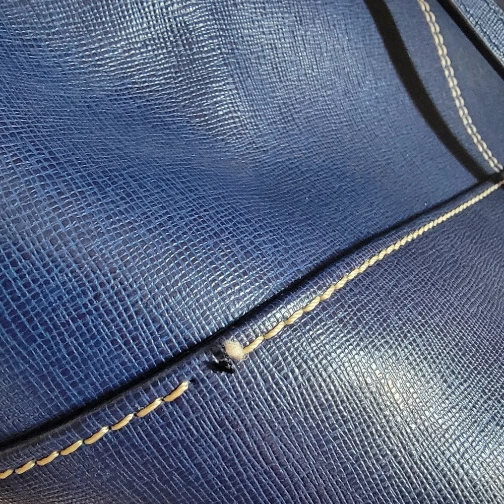 Dooney & Bourke Blue Saffiano Leather Top Zip Shopper Tote Bag